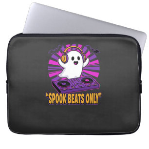 Spookachtige Ghost DJ Halloween Beats Ontwerp_1 Laptop Sleeve