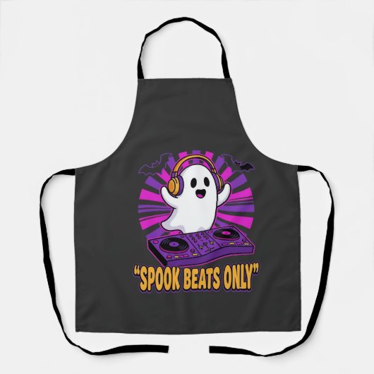 Spookachtige Ghost DJ Halloween Beats Ontwerp_1 Schort (Voorkant)