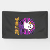 Spookachtige Ghost DJ Halloween Beats Ontwerp_1 Spandoek (Horizontaal)