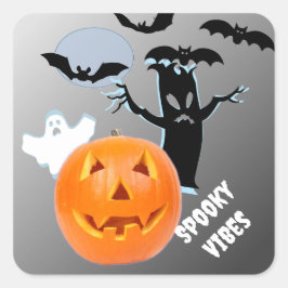 Spookachtige Gloed "Spooky Vibes" Halloween Vierkante Sticker
