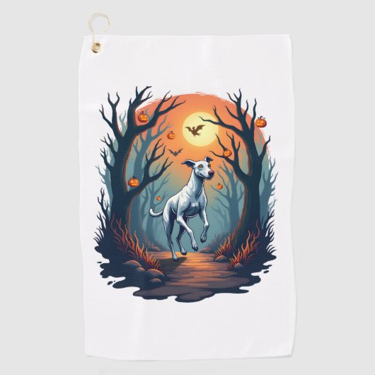 Spookachtige Greyhound-sprint Golfhanddoek (Voorkant)