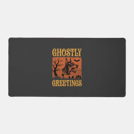 Spookachtige Groeten Halloween Dobermann Begraafpl Bureaumat (Voorkant)