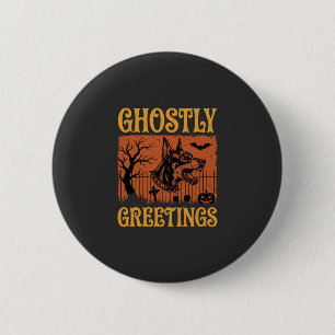 Spookachtige Groeten Halloween Dobermann Begraafpl Ronde Button 5,7 Cm