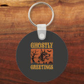 Spookachtige Groeten Halloween Dobermann Begraafpl Sleutelhanger (Voorkant)