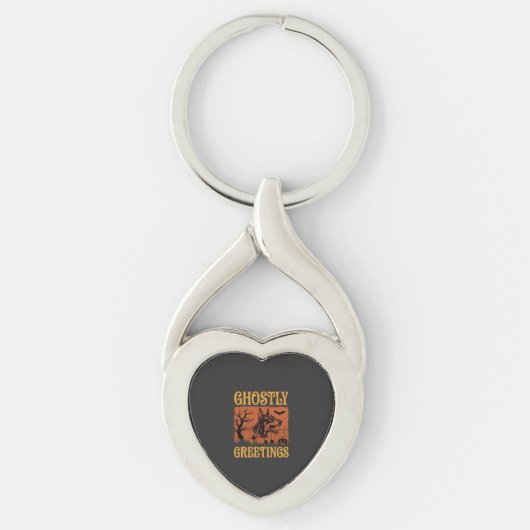 Spookachtige Groeten Halloween Dobermann Begraafpl Sleutelhanger (Voorkant)