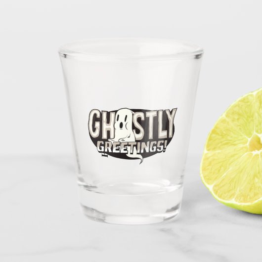 Spookachtige groeten Halloween Shot Glas (Voorkant)
