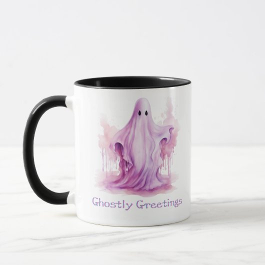 Spookachtige Groeten Pink Ghost Halloween Mok (Links)