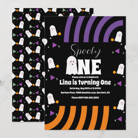 Spookachtige Groovy Geest Halloween Verjaardag Kaart (Voorkant / Achterkant)