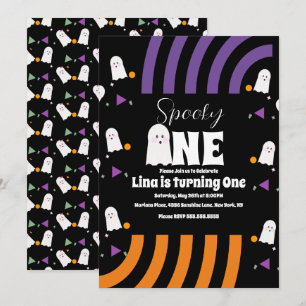 Spookachtige Groovy Geest Halloween Verjaardag  Kaart