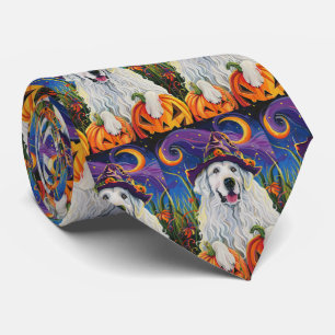 Spookachtige Grote Pyreneeën Hond Halloween Heks P Stropdas