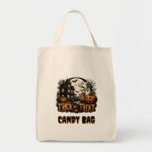 Spookachtige Halloween-avond met geesten en pompoe Tote Bag (Voorkant)