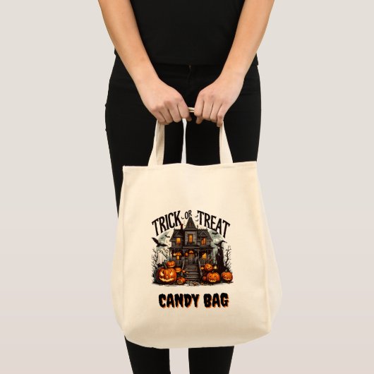 Spookachtige Halloween-avond met geesten en pompoe Tote Bag (Voorkant (product))