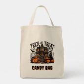 Spookachtige Halloween-avond met geesten en pompoe Tote Bag (Achterkant)