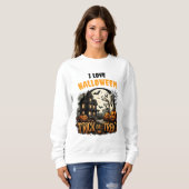 Spookachtige Halloween-avond met geesten en pompoe Trui (Voorkant volledig)