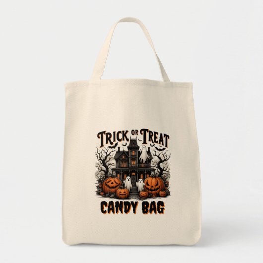Spookachtige Halloween-avond met pompoenen en gees Tote Bag (Voorkant)
