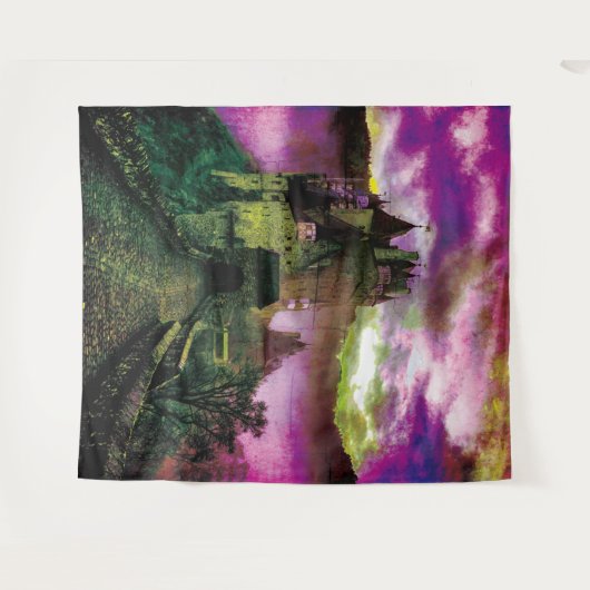 Spookachtige Halloween Castle foto achtergrond Wandkleed (Voorkant (horizontaal))