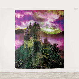 Spookachtige Halloween Castle foto achtergrond Wandkleed