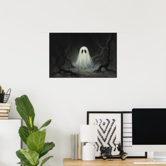 Spookachtige  Halloween Ghost - Haunted Art Poster (Thuiskantoor)