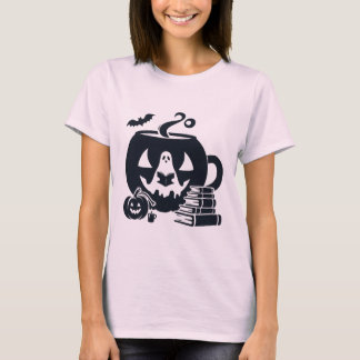 Spookachtige Halloween Ghost Reading met Pumpkin T-shirt
