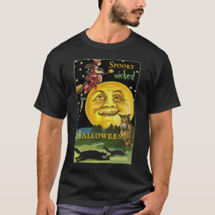 Spookachtige Halloween Moon Watching Witch T-shirt