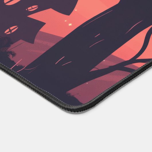 Spookachtige Halloween-spoken die ronddwalen op ee Bureaumat (Hoek)