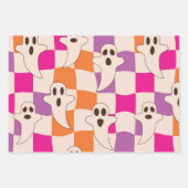 Spookachtige Halloween-spoken op Checkerboards-pat Inpakpapier Vel (Voorkant 2)