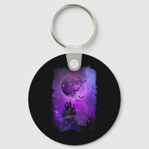 Spookachtige Halloween spookhuis TS en Bloed Maan Sleutelhanger