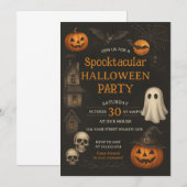 Spookachtige Halloween-uitnodiging voor Haunted Ho Kaart (Voorkant / Achterkant)