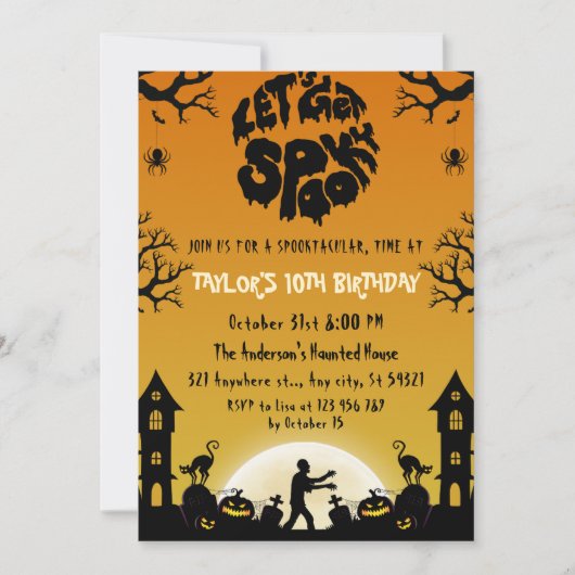 Spookachtige Halloween-verjaardag op de begraafpla Kaart (Voorkant)