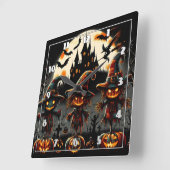 Spookachtige Halloween-vogelverschrikkers die het  Vierkante Klok (Hoek)