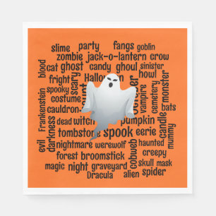 Spookachtige Halloween woordwolk Servet