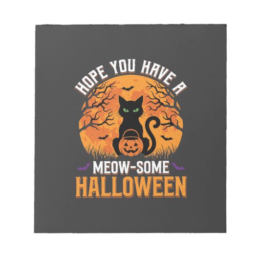 Spookachtige Halloween Zwarte Kat Notitieblok (Voorkant)