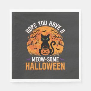 Spookachtige Halloween Zwarte Kat Servet