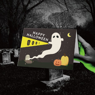 Spookachtige Halloweenkaart met Zaklamp Kaart