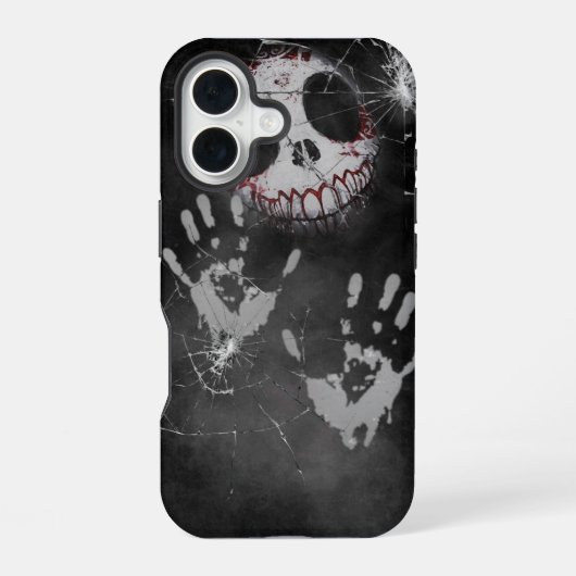 Spookachtige handafdruk gebroken scherm horror iPh iPhone 16 Hoesje (Achterkant)