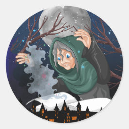 Spookachtige Heks & Geheime Huis Halloween🌙 Ronde Sticker
