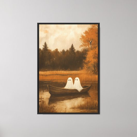 Spookachtige herfstboottocht canvas afdruk (Voorkant)