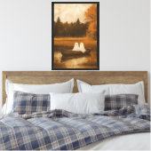 Spookachtige herfstboottocht canvas afdruk (Insitu (Slaapkamer))