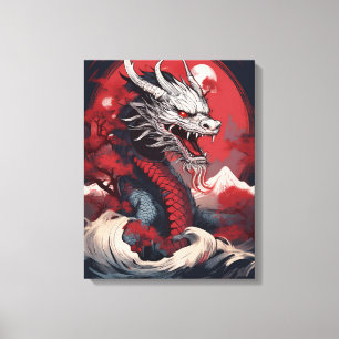 Spookachtige Japanse Draak Canvas Afdruk