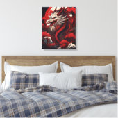 Spookachtige Japanse draak Canvas Afdruk (Insitu (Slaapkamer))