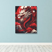 Spookachtige Japanse draak Canvas Afdruk (Insitu (Houten vloer))