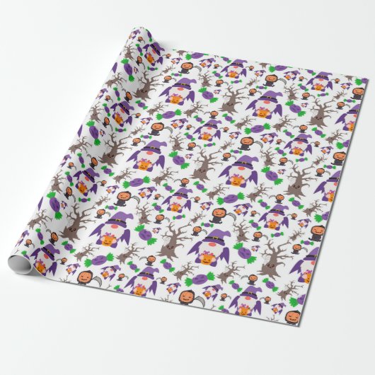 Spookachtige Kabouter Halloween Cadeaupapier (Uitgerold)