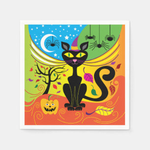 Spookachtige kat in bries servet
