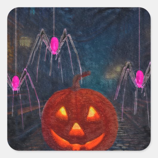 spookachtige kleuren vierkante sticker (Voorkant)