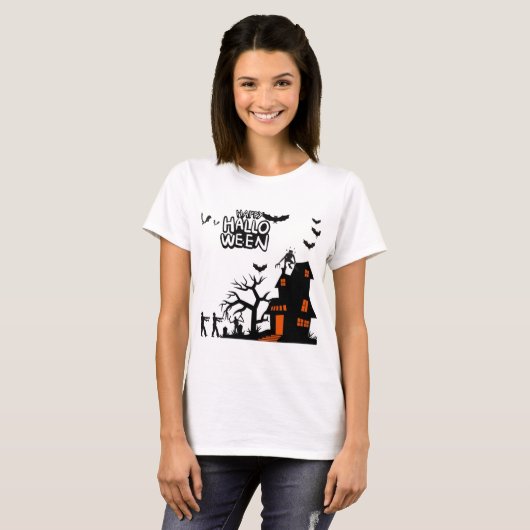 Spookachtige Lantaarn Parade wit T-shirt (Voorkant volledig)
