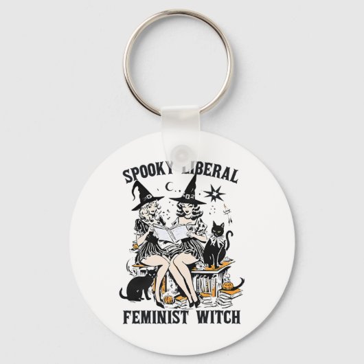 Spookachtige liberale feministische heks Halloween Sleutelhanger (Voorkant)