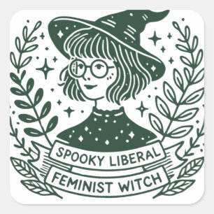 Spookachtige liberale feministische heks vierkante sticker