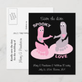 Spookachtige liefde, spookvoeten, bewaar de datum aankondigingskaart (Voorkant / Achterkant)