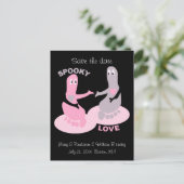 Spookachtige liefde, spookvoeten, bewaar de datum aankondigingskaart (Staand voorkant)
