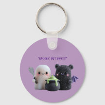 Spookachtige Maar Lieve Cute Geest & Beer Sleutelh